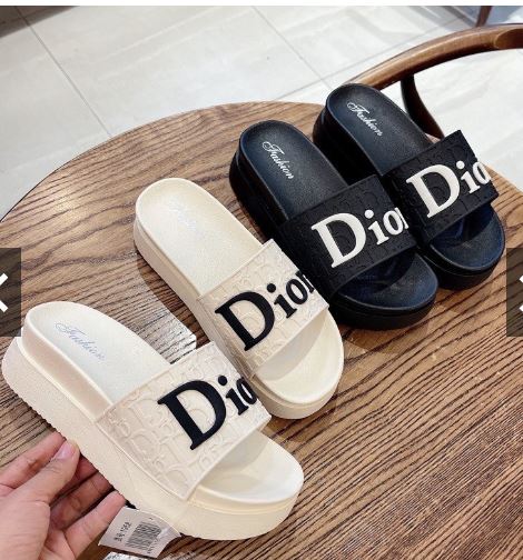 Dép quai ngang nữ dép độn đế cao 5p dior đi biển đi chơi