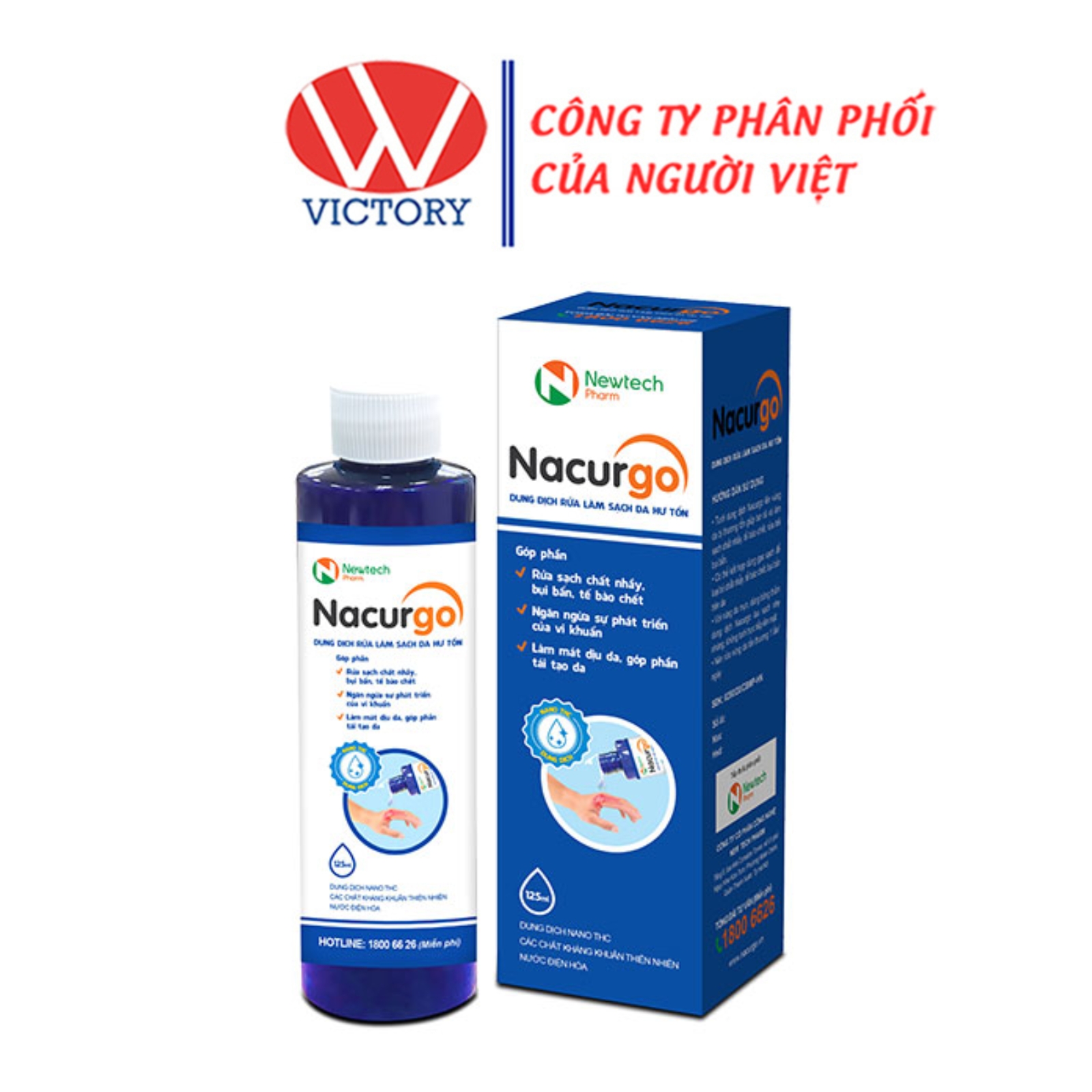 Nacurgo dung dịch rửa làm sạch da hư tổn - 125 ml - VIC Pharmacy