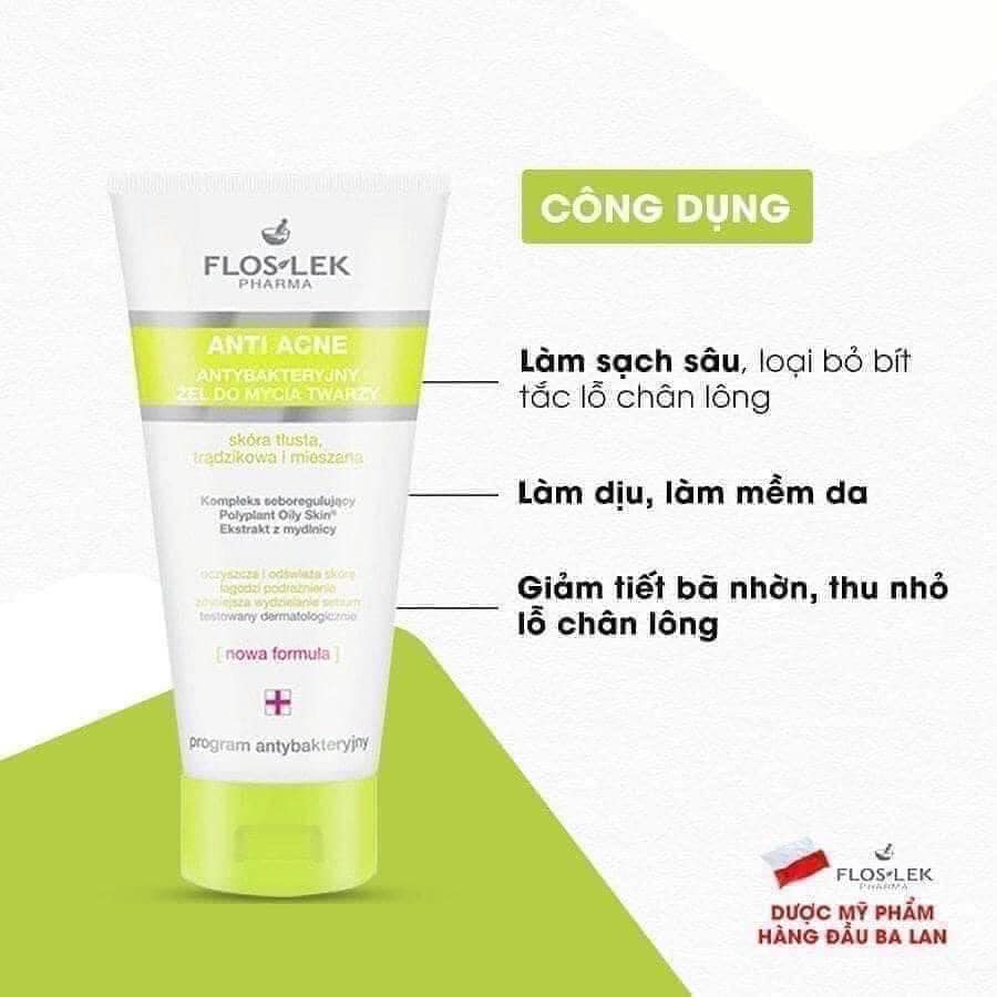 Sữa rửa mặt Floslek dành cho da dầu mụn siêu sạch