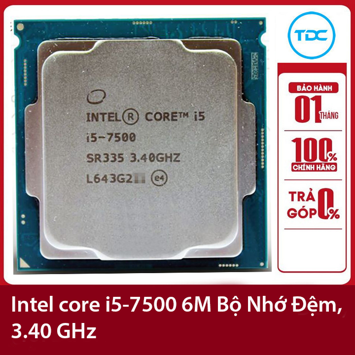 Bộ vi xử lý Intel CPU Core i5-7500 3.40GHz ,65w 4 lõi 4 luồng, 6MB Cache Socket Intel LGA 1151