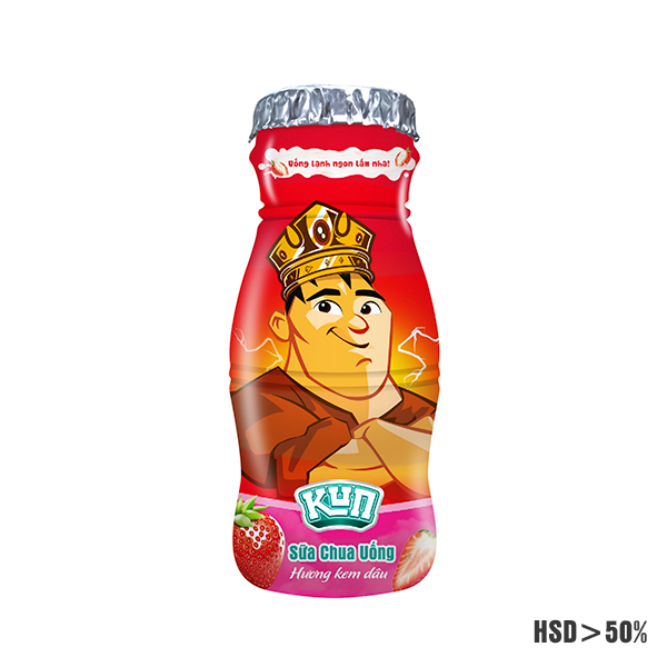 Sữa chua uống kun kem dâu chai 90ml thùng 48 chai