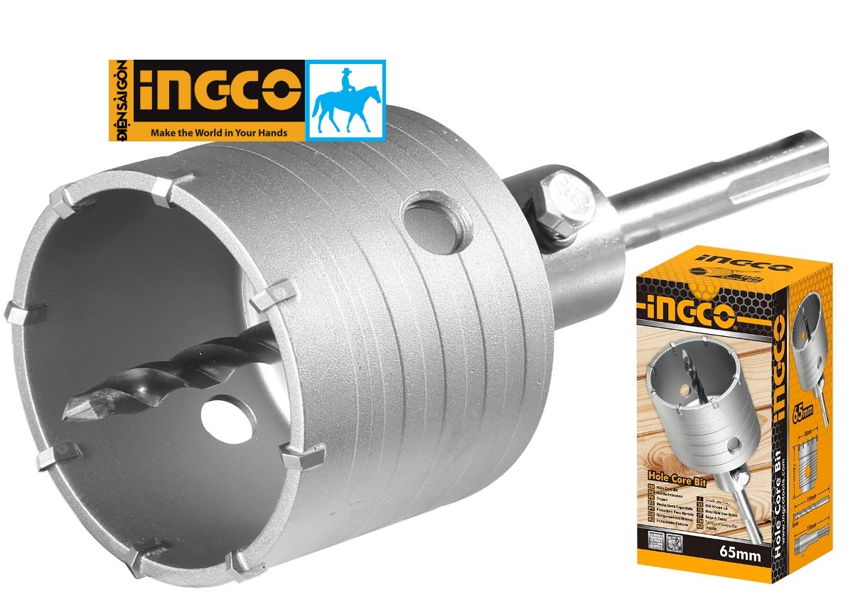Mũi khoan tường khoan bê tông khoét lỗ 30mm 65mm hole core bit ingco hcb0651