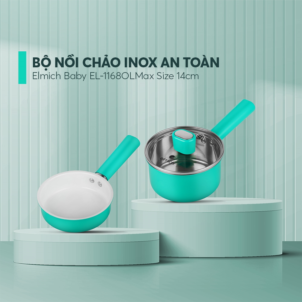 Bộ nồi chảo inox nguyên khối an toàn Baby EL-1168OLMax size 14cm