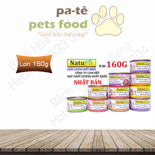 Pate natufit thịt đỏ cá ngừ cho chó mèo -lon 160g
