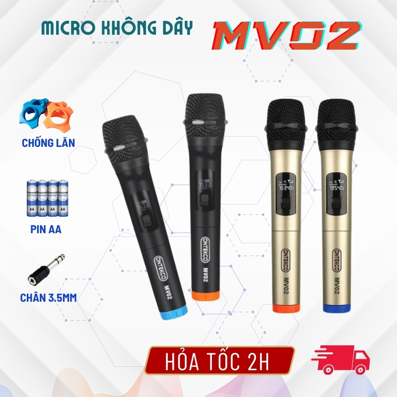 micro đôi hát karaoke đôi không dây cao cấp ontekco mv02 bh 12 tháng siêu hot mic nhẹ hát gia đình thoải mái tiện lợi an toàn hàng chính hãng đăng ký thương hiệu