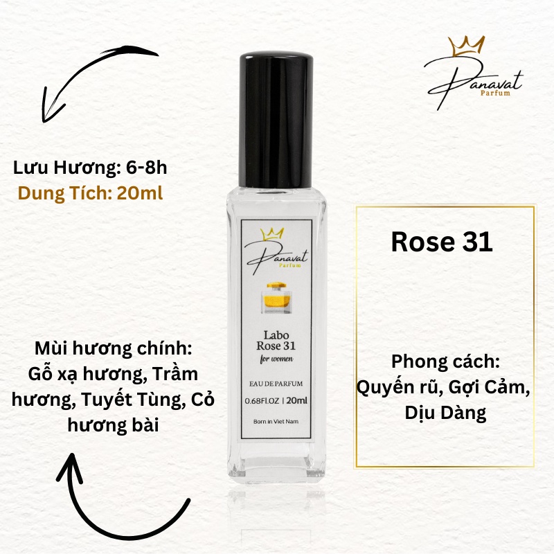 Tinh dầu nước hoa rose 31 loại 20ml chính hãng panavat parfum thơm lâu dịu dàng