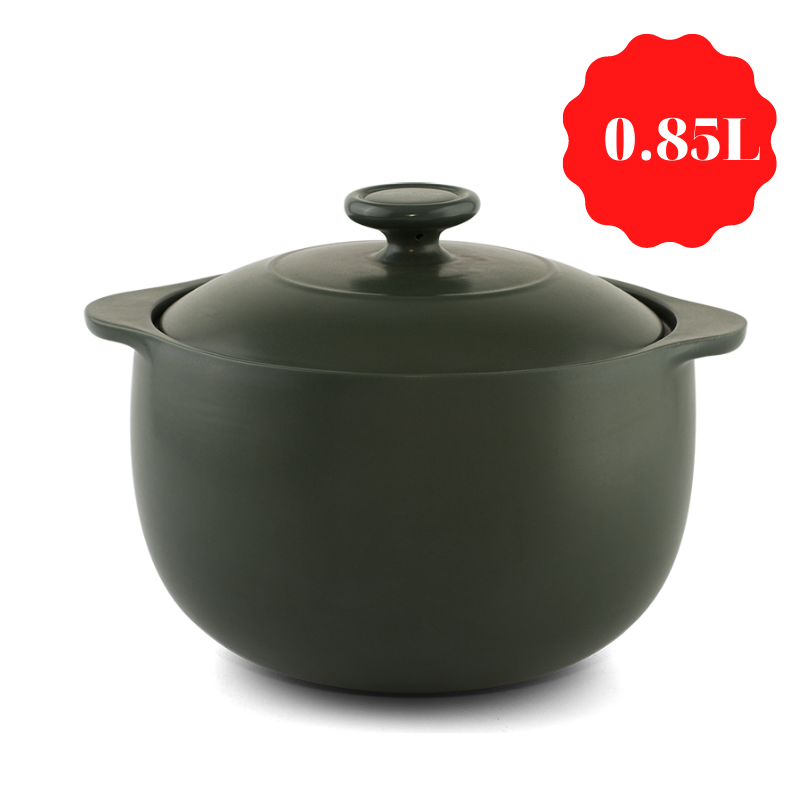[HCM][Tặng đế lót gỗ + Chén cơm ]Nồi dưỡng sinh thân tròn 0.85L + nắp - Healthycook - Xanh rêu