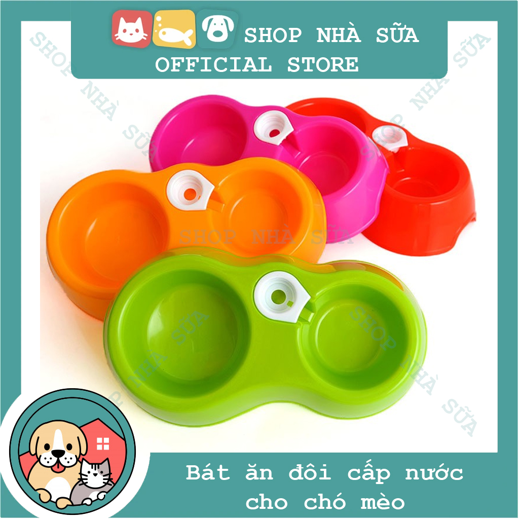Bát nhựa đôi cấp nước cho chó mèo- Ăn, Uống tự động cấp nước bát ăn chó, bát uống mèo, bát ăn uống thứ cưng