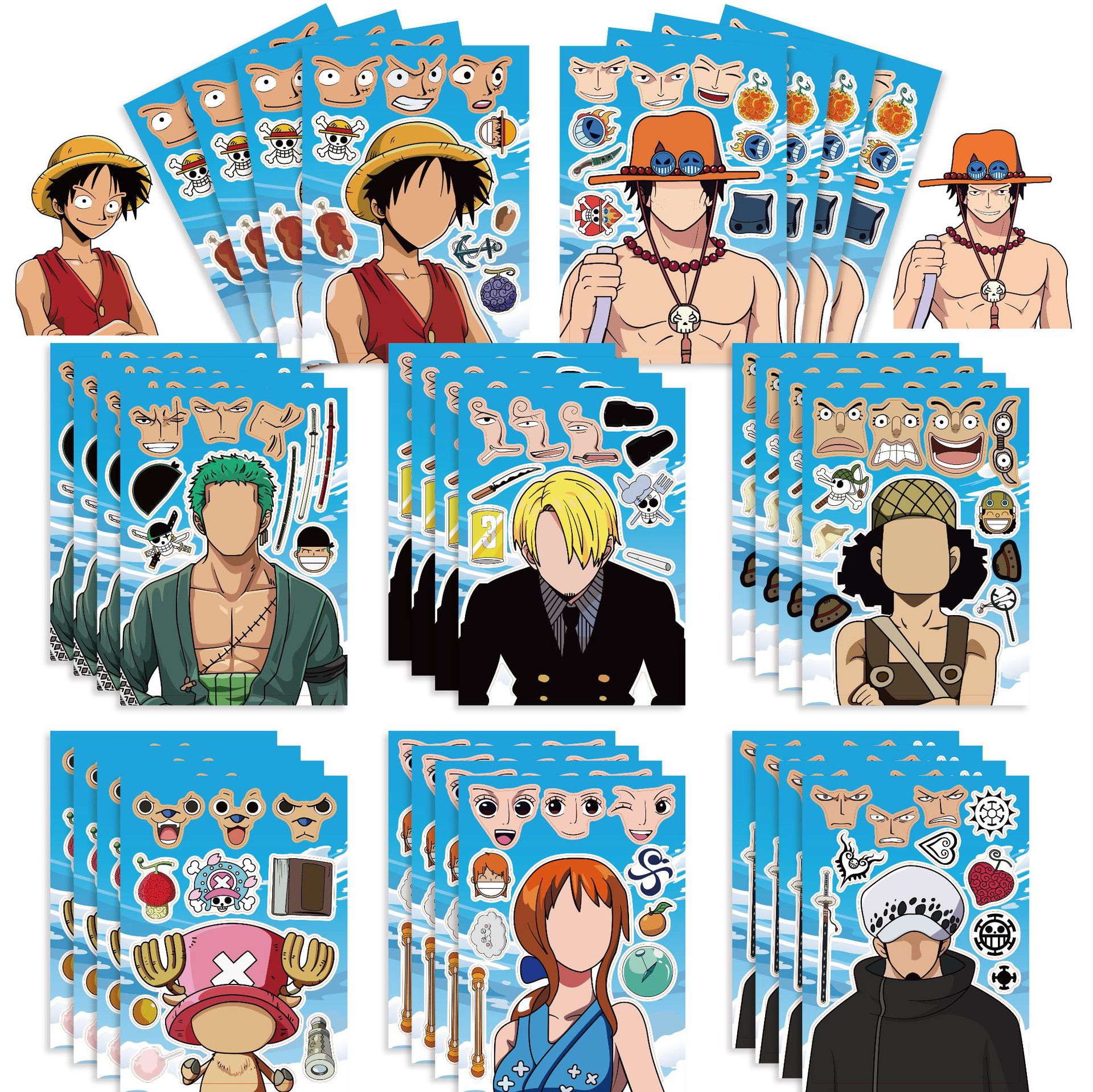 Bộ 8 tấm Hình dán sáng tạo cho bé - One Piece