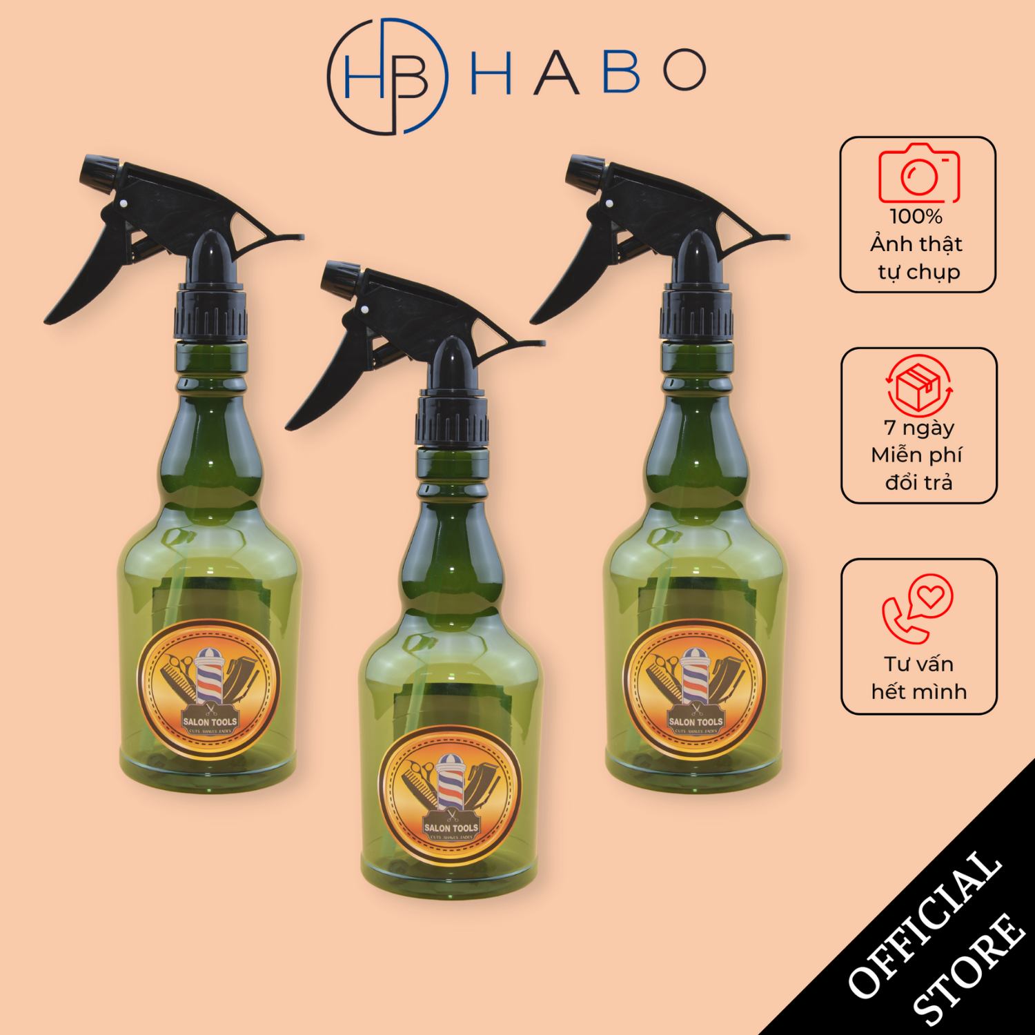 Bình xịt nước cắt tóc, bình xịt barber phun sương, bình nước xịt tóc, thể tích lớn 650ml, phong cách barber
