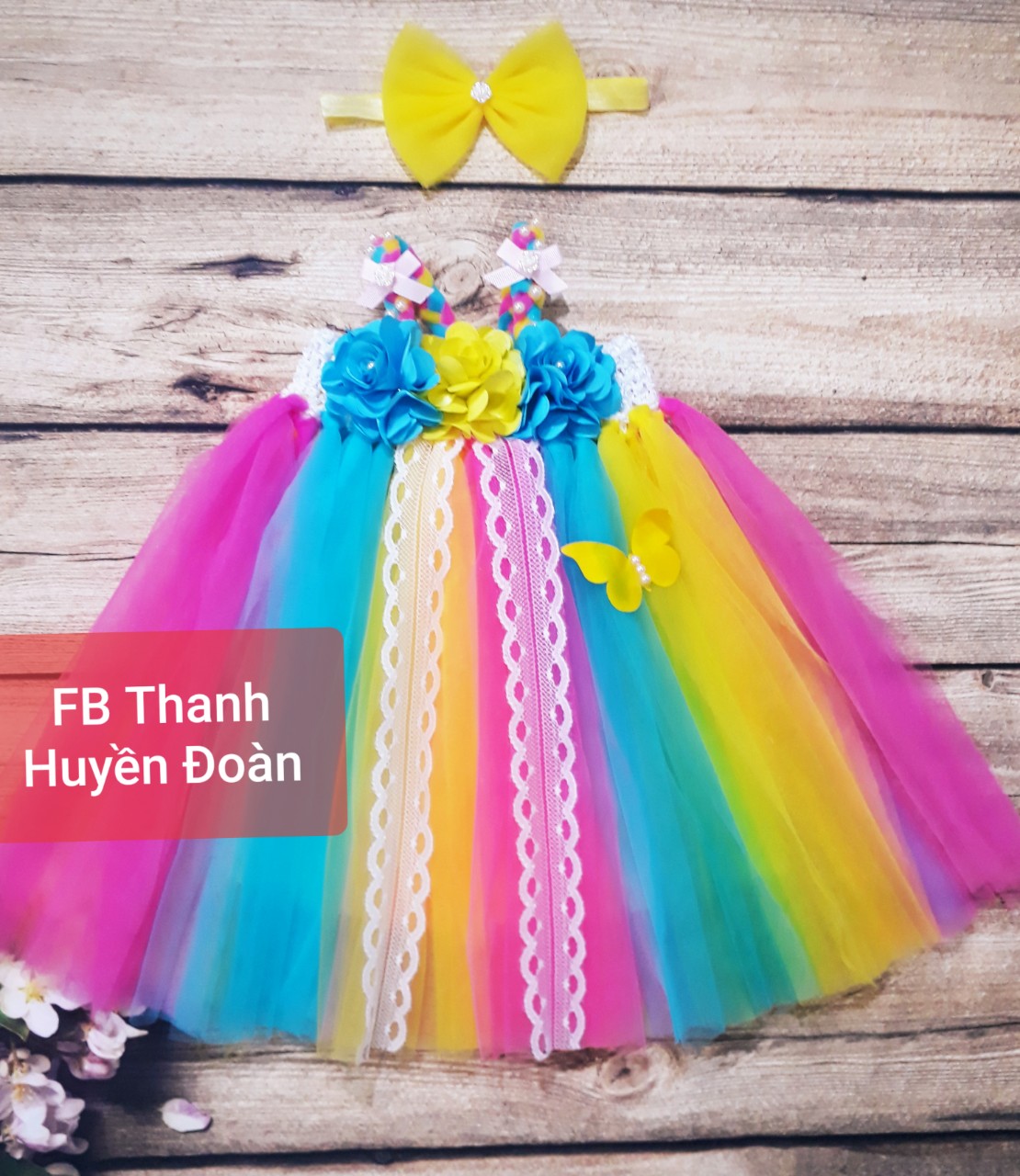 Váy công chúa bé gái 3 màu hồng vàng xanh- Đầm công chúa cao cấp bé gái 0-7 tuổi