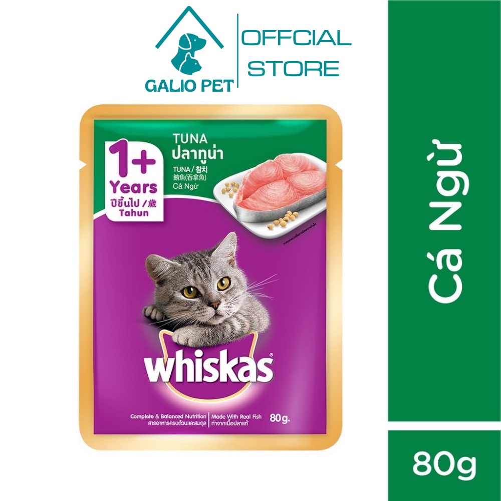 Pate whiskas® cho mèo lớn vị cá ngừ túi 80g