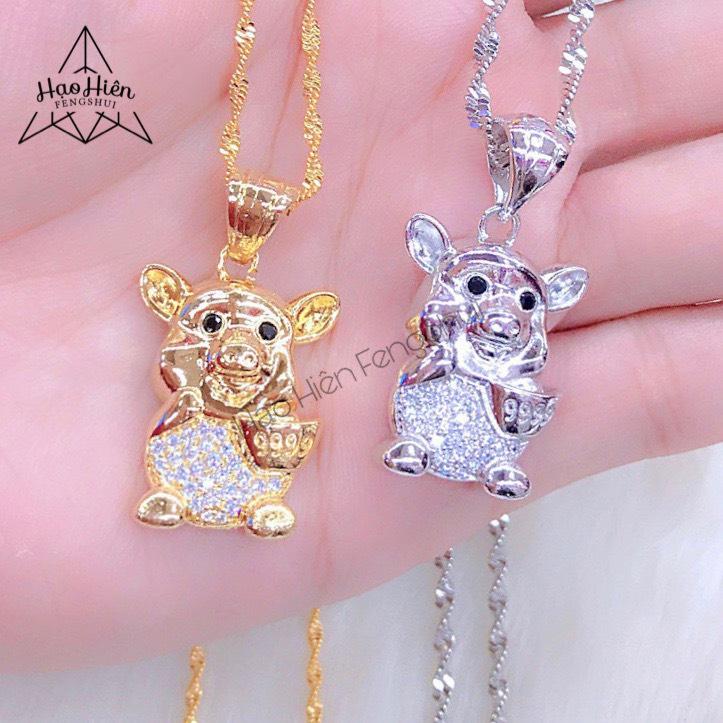 Dây chuyền nữ, vòng cổ nữ mạ vàng 18k mặt Con Heo đính đá Cao Cấp Hạo Hiên X.DC0013-M27.D23 - Quà tặng ý nghĩa, quà sinh nhật, dây chuyền vàng nữ, dây đeo cổ, vòng cổ nữ, dây chuyền bạc nữ, dây chuyền vàng tây nữ 1 chỉ, dây chuyền nữ đẹp