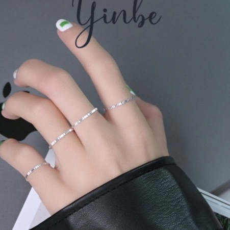 Nhẫn bạc trơn nữ đeo ngón út, nhẫn bạc phay sọc dọc bản 1,2mm sáng lấp lánh yinbe silver đủ size yr030