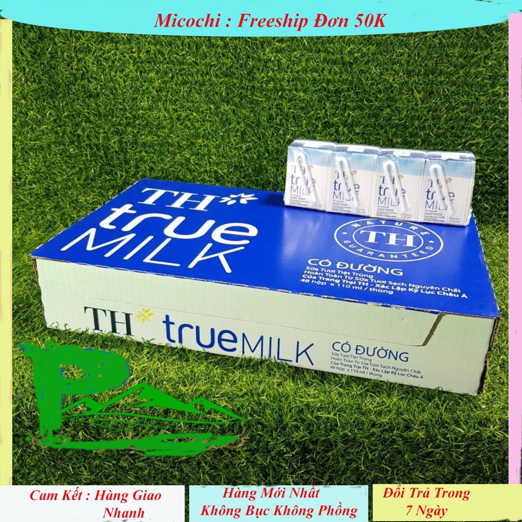 Sữa tươi th 110 ml đủ vị hộp nhỏ dành cho trẻ trên 1 tuổi hàng đạt tiêu chuẩn xuất khẩu - có đường