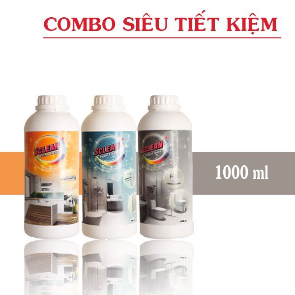 Nước tẩy rửa cao cấp sclean- combo 3 sản phẩm +tặng kèm 01 bình xịt dầu ăn