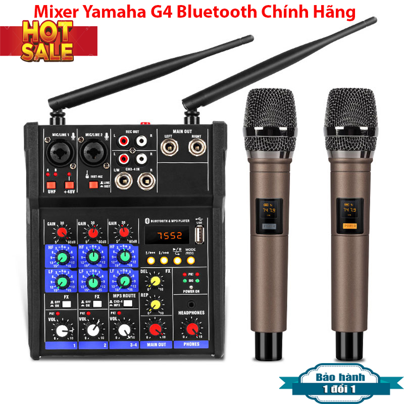 [Mua 1 Tặng 1]Mixer Yamaha G4 Bluetooth Tặng Kèm 2 Micro Không Dây Kết Nối USB 2.0 Bluetooth Dùng Cho Tất Cả Các Loại Công Suất Ampli. Nhỏ Gọn Mini Chuyên Nghiệp. Bảo Hành 12 Tháng