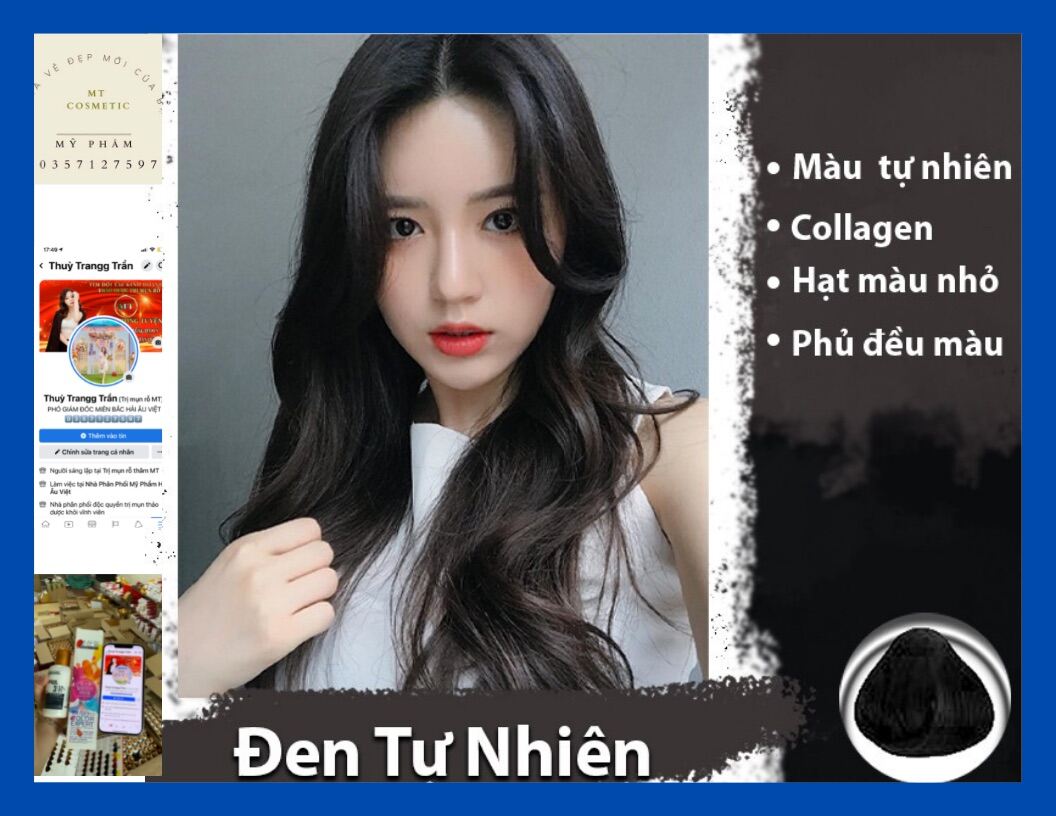 Thuốc Nhuộm Tóc Đen Tuyền Kèm Oxi Trợ Nhuộm và Gang Tay