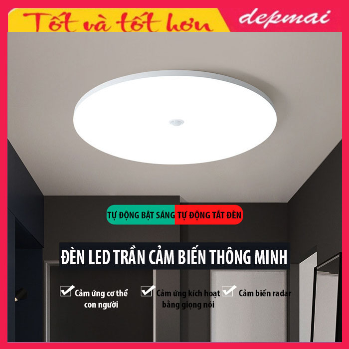 Đèn Trần Led Có Cảm Biến Chuyển Động đèn led âm trần cảm biến hồng ngoại Đèn Trần Cảm Biến kích hoạt bằng giọng nói Đèn trần led cảm biến radar Thông Minh 20W 24W 30W Để Chiếu sáng trong nhà, hành lang, cầu thang