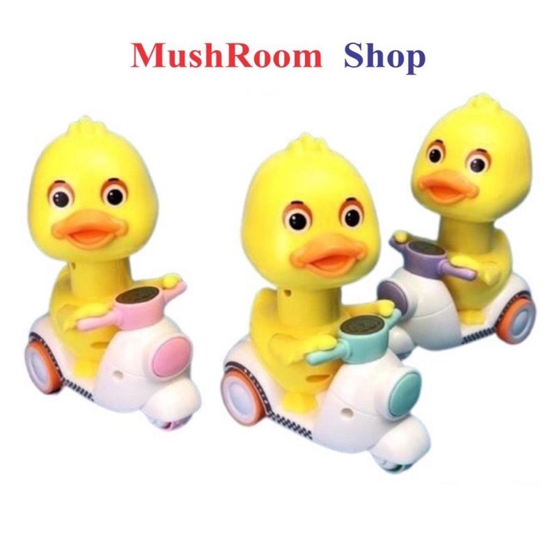 Đồ chơi mushroom shop – vịt chạy xe vespa nhấn cót cho bé
