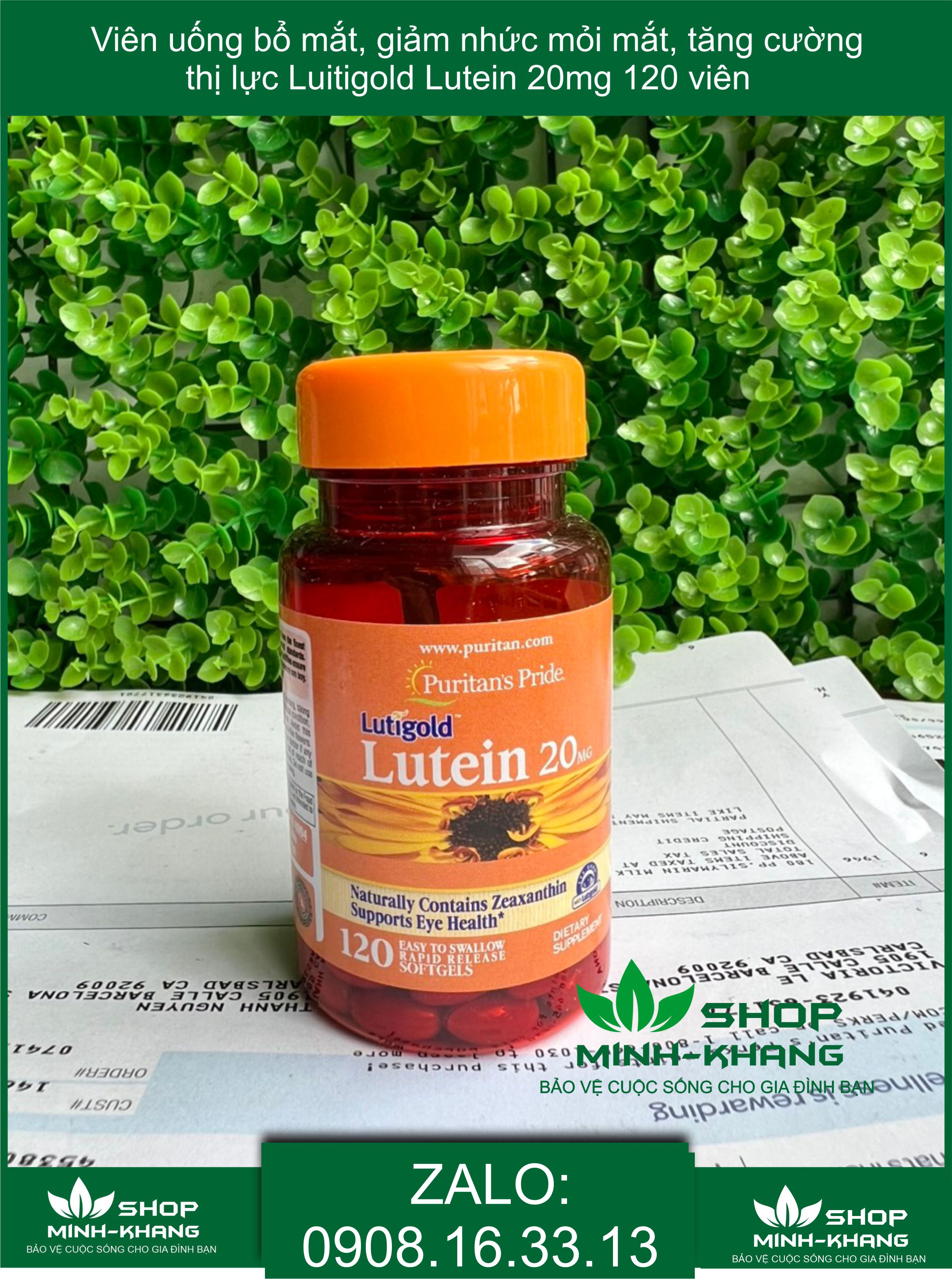 Viên Uống Bổ Mắt, Tăng Cường Thị Lực Puritan’s Pride Lutigold Lutein 20mg