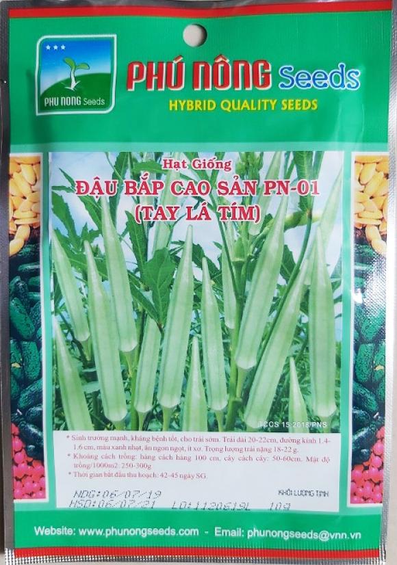 Đậu bắp cao sản PN-01( Tay lá tím)_Gói 10gram,chất lượng cao.