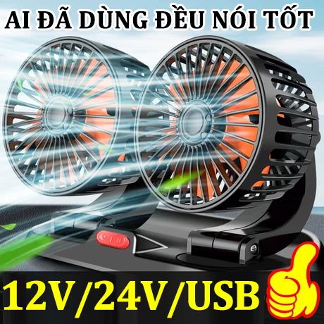 BH 1 năm - quạt 12v siêu mạnh ô tô xoay 360 quạt double fans xe tải 24v quạt 24v siêu mạnh quạt usb siêu mạnh quạt usb siêu mạnh o to