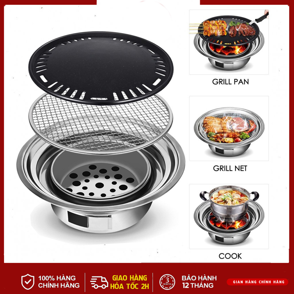Bếp nướng than hoa không khói bbq cao cấp nướng thịt chất liệu inox chịu nhiệt