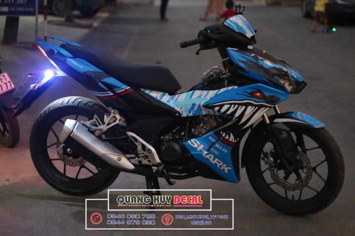 tem trùm xe máy winner X cá mập xanh trắng - Tem xe máy thiết kế theo yêu cầu - Tem trùm winner X siêu đẹp, siêu rẻ, siêu chất