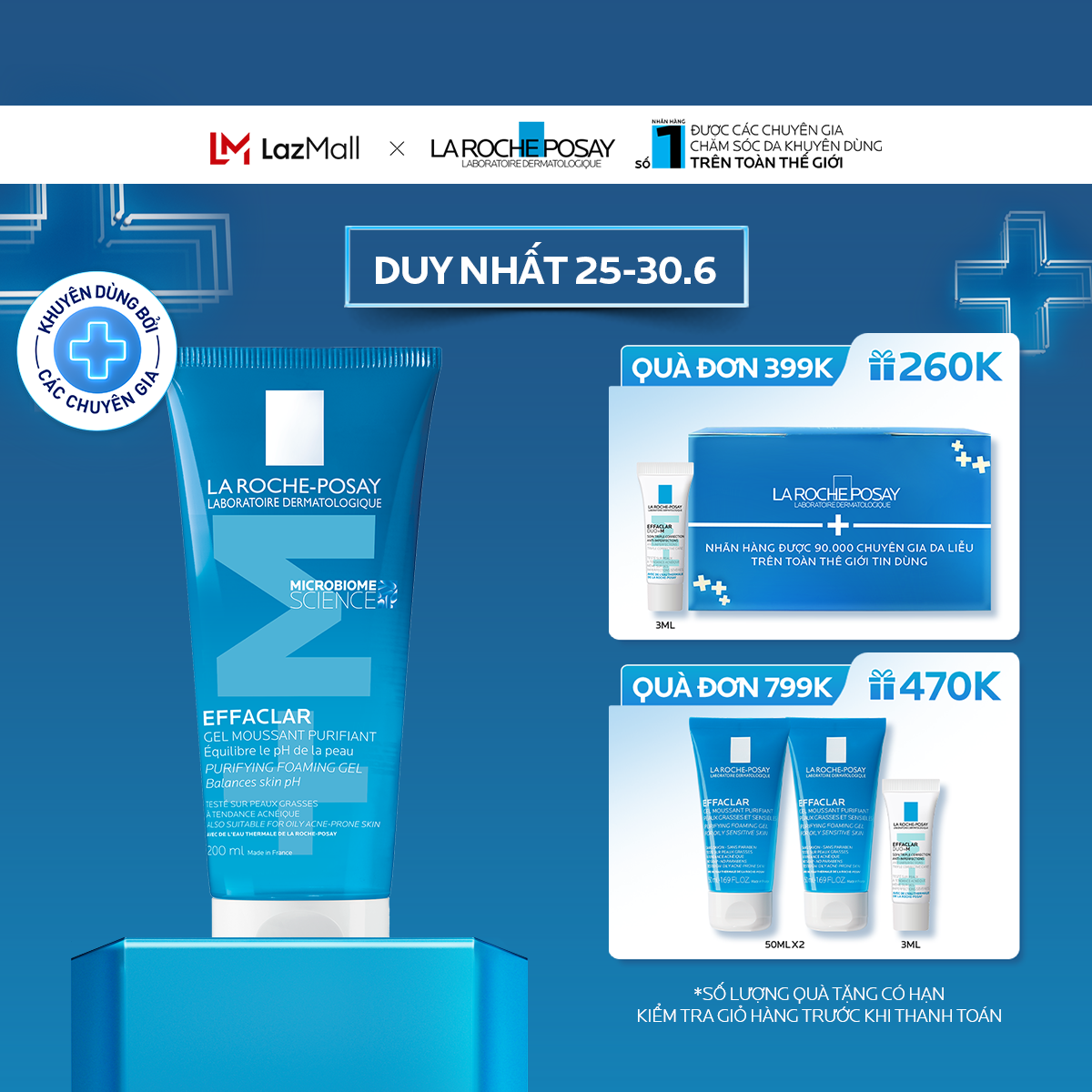 Gel rửa mặt cho da dầu nhạy cảm La Roche-Posay Effaclar Foaming Gel 200ml