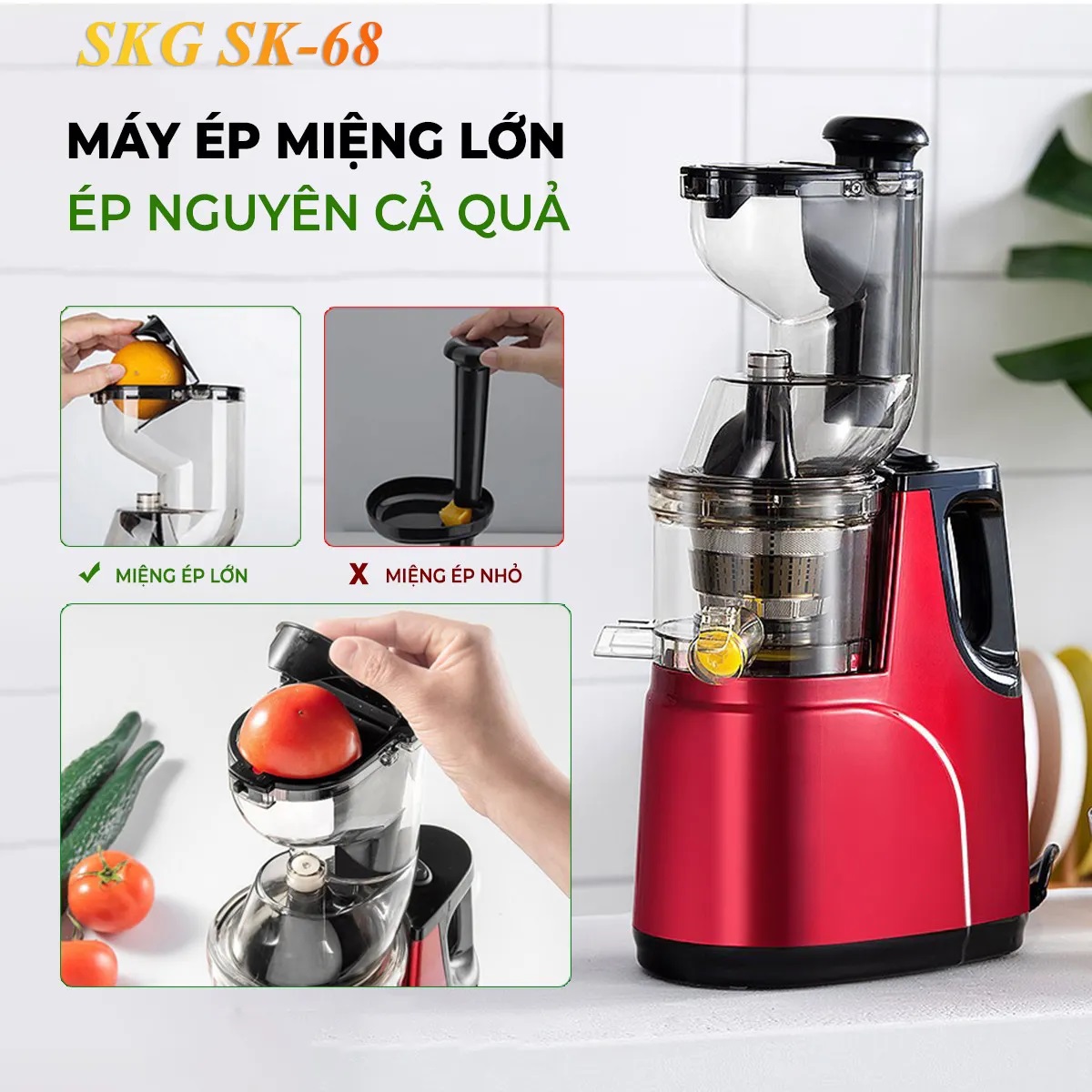 [BẢO HÀNH 24 THÁNG] Máy ép chậm máy ép hoa quả rau củ làm sữa hạt SKG SK60 , SKG SK68 ,Hongxin RH 312 ,Máy ép chậm cao cấp ép kiệt nước công suất 150W ép nguyên quả