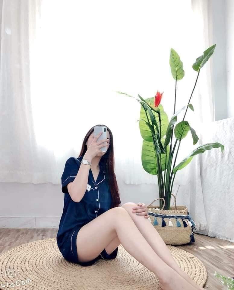 Đồ bộ pizama nơ áo ngắn quần đùi chất phi lụa mặc thoáng mát