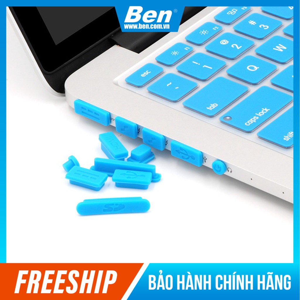 Set 9 Nút Silicon Chống Bụi Cho Ổ Cắm Laptop Notebook Macbook - Màu Ngẫu Nhiên - Ben Computer Store