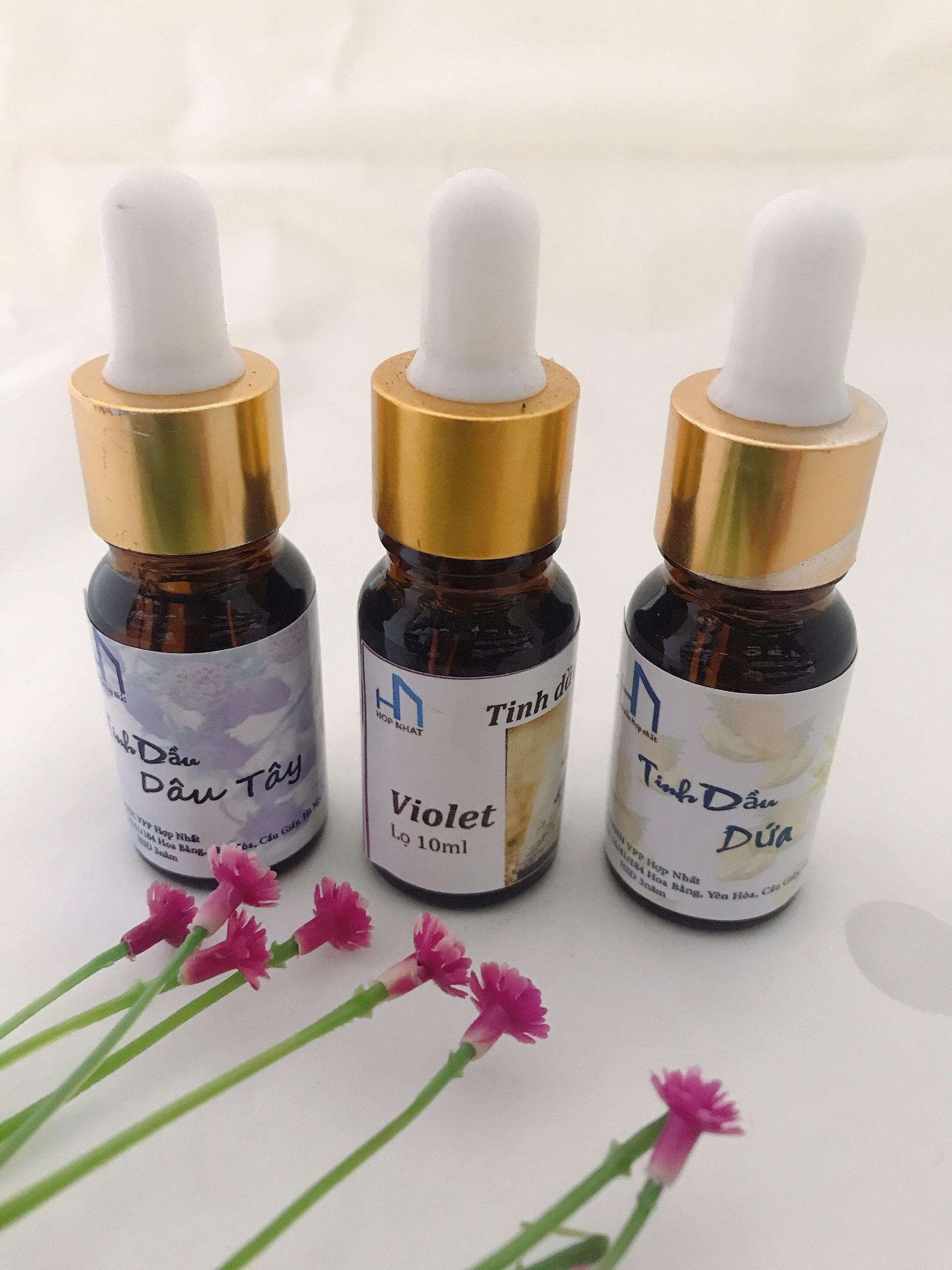 Combo 3 lọ tinh dầu thơm Violet - Dâu tây - Dứa lọ 10ml