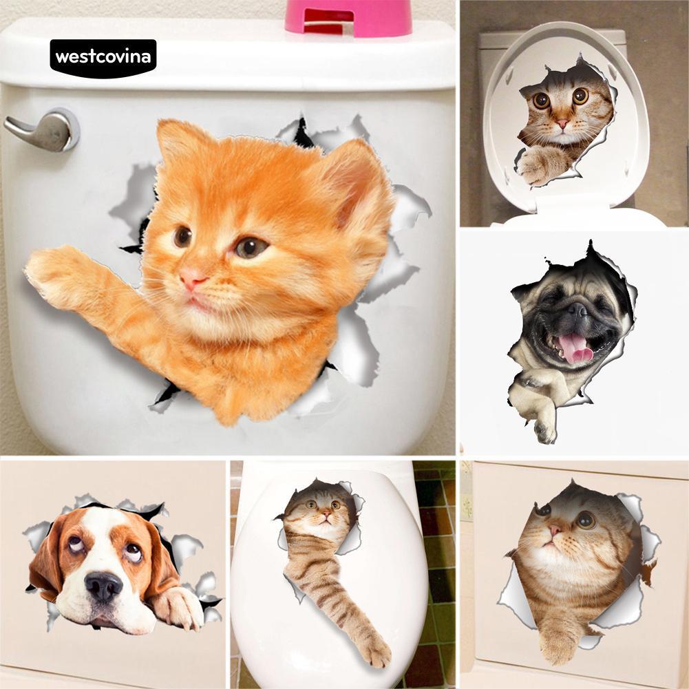 Miếng dán bồn cầu hình chó mèo vui nhộn - Miếng dán mèo chó dễ thương, Decal dán dễ thương, Dán bồn cầu, Miếng dán nhà vệ sinh, Miếng dán toilet, Miếng dán nhà tắm, Trang trí nhà tắm, Nội thất nhà cửa