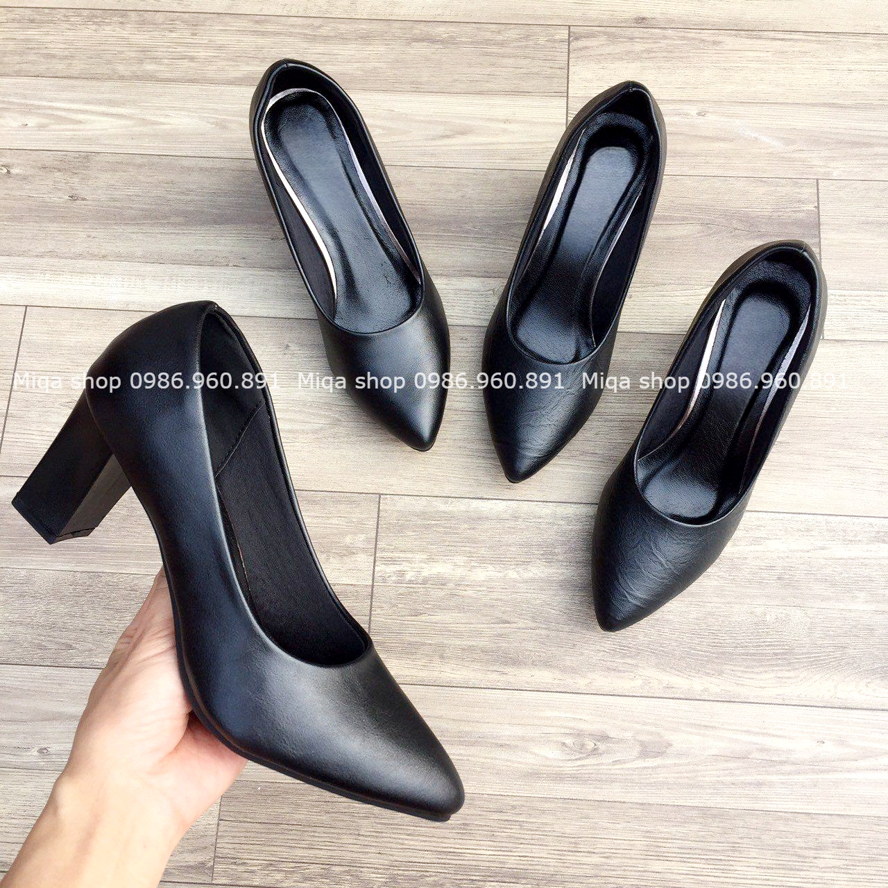 Ảnh thật - Giày cao gót gót vuông mũi nhọn da sần 5cm, 7cm- Nhẹ bền êm chân - Made in VietNam
