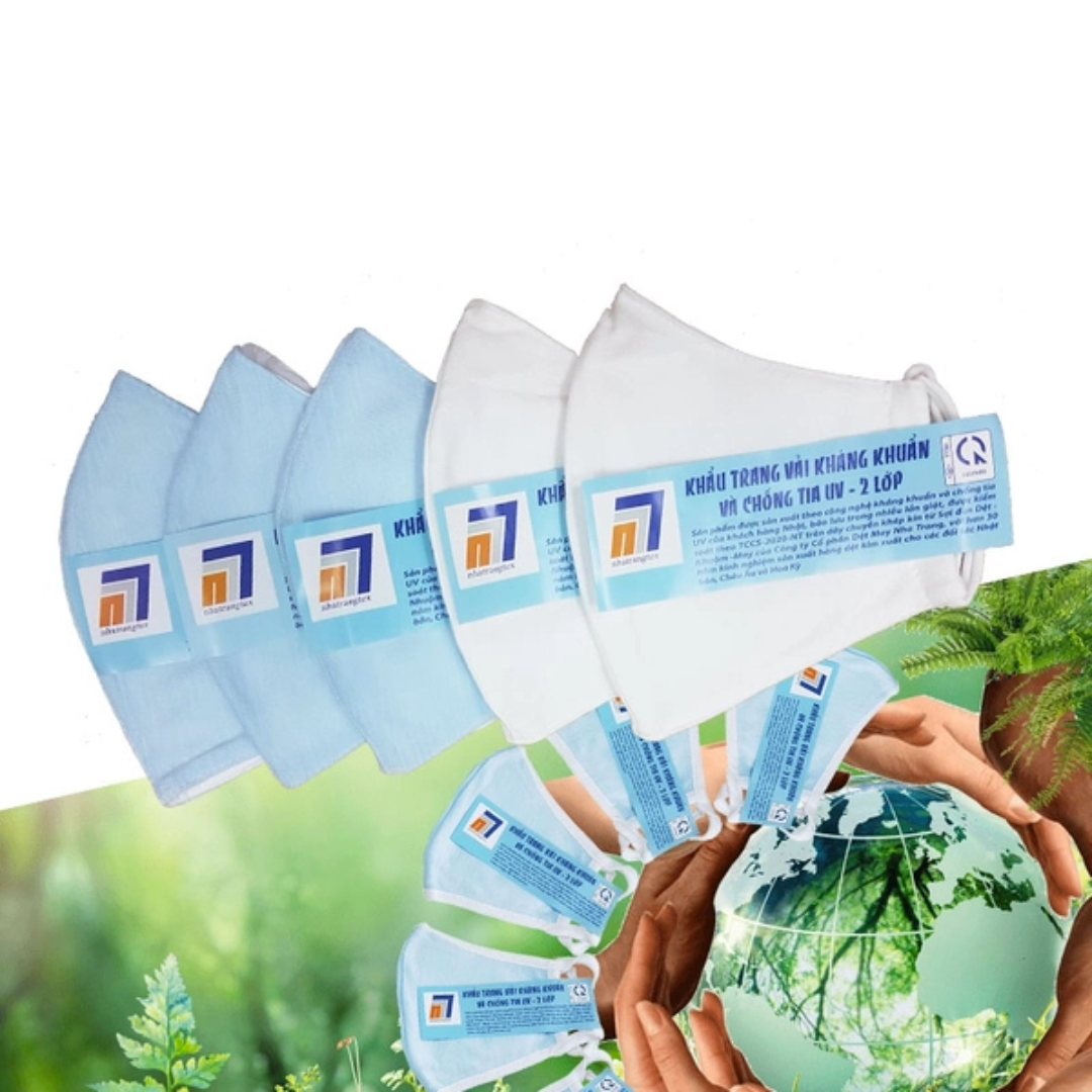 Combo 10 cái khẩu trang vải kháng khuẩn và chống tia uv - 2 lớp