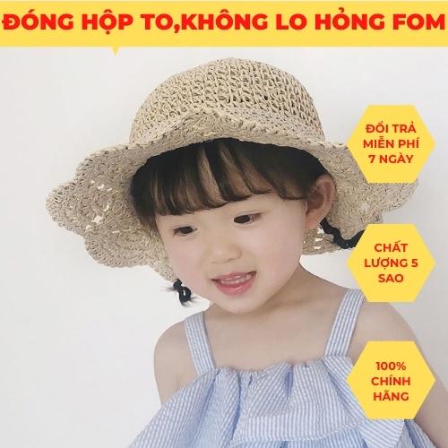 Mũ cói mềm thắt nơ ren mềm mại xin xắn cho bé từ 2-7 tuổi ML8