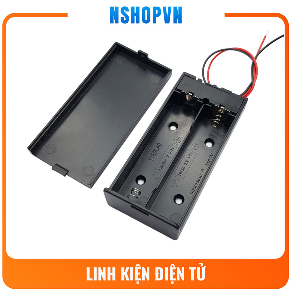 Hộp Pin 18650 2 cell có nắp và công tắc
