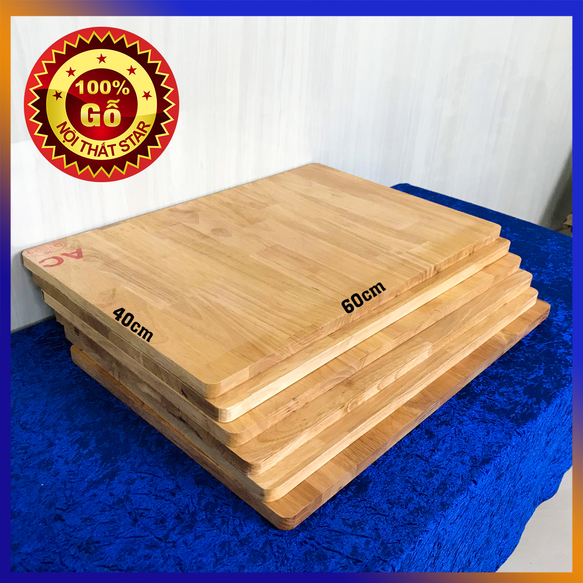 [100% gỗ] Mặt bàn gỗ cao su 40cmx60cm,Mặt bàn gỗ