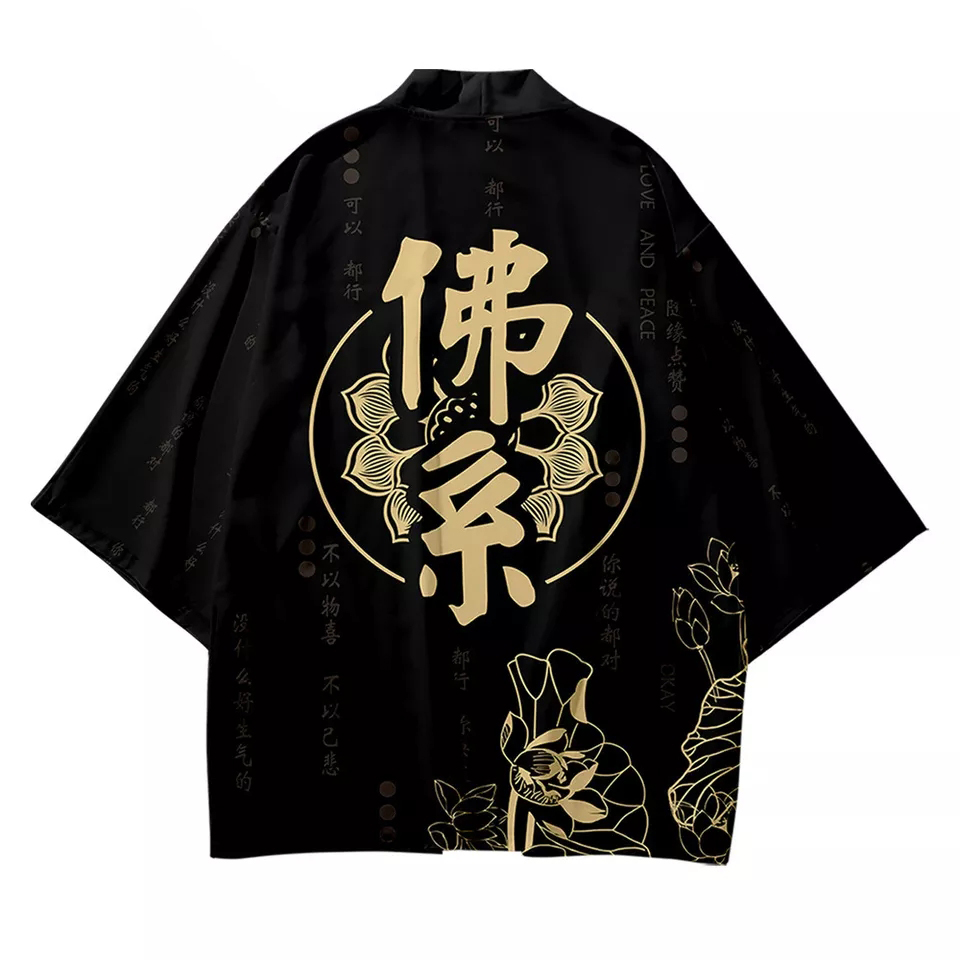 Áo khoác Kimono Haori phong cách Japan in hoạ tiết chất lụa mềm mịn thoáng mát dễ phối đồ giá tốt