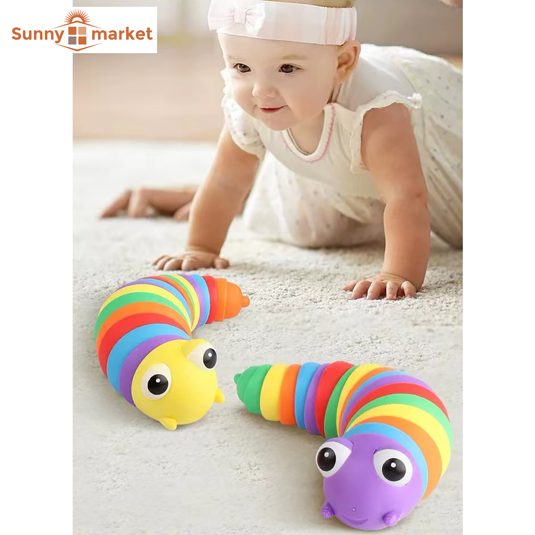 Đồ chơi con sâu phát sáng cho bé, con sâu bóp nắn giảm stress, đồ chơi giảm căng thẳng vui nhộn