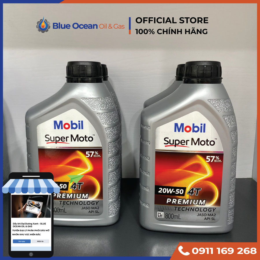 Dầu nhớt xe số, xe côn tay mobil super motor 20w50 800ml