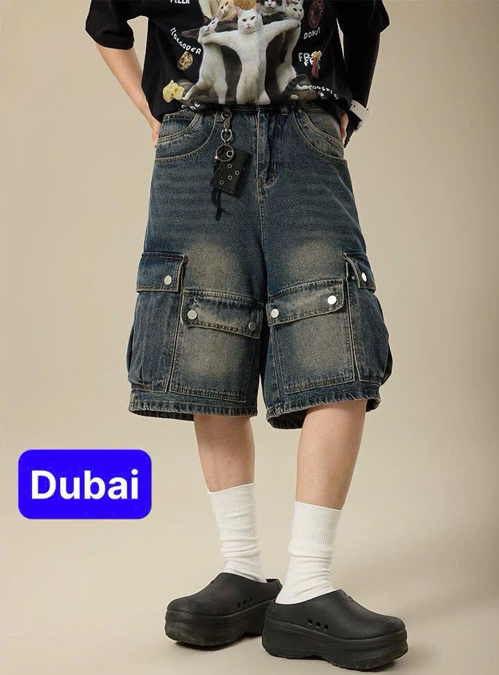 QUẦN SORT SỌT JEANS NAM NỮ UNISEX TÚI HỘP PHỦ BẠC CHẤT BÒ CAO CẤP PHONG CÁCH HOT TREND 2024 - DUBAI FASHION