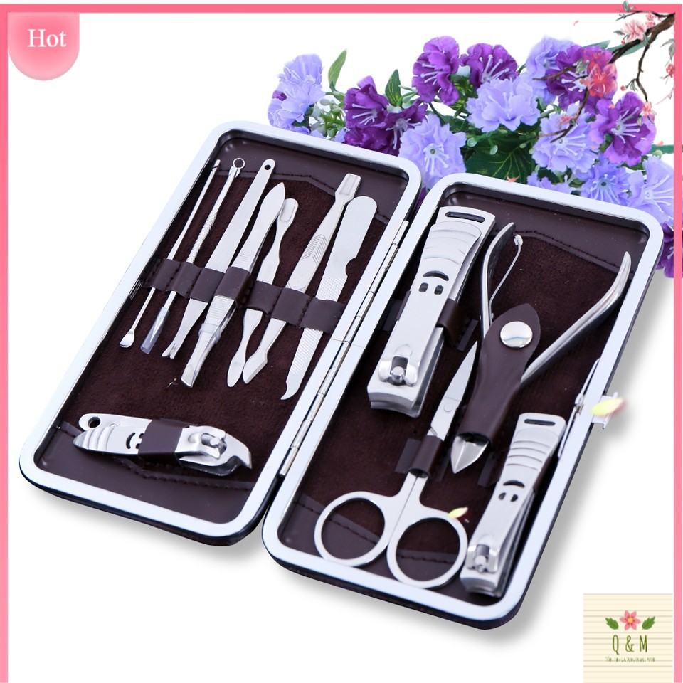 Bộ cắt móng 12 món-Bộ kìm cắt móng tay - lấy ráy tai 12 chi tiết - Bộ làm móng 12 món