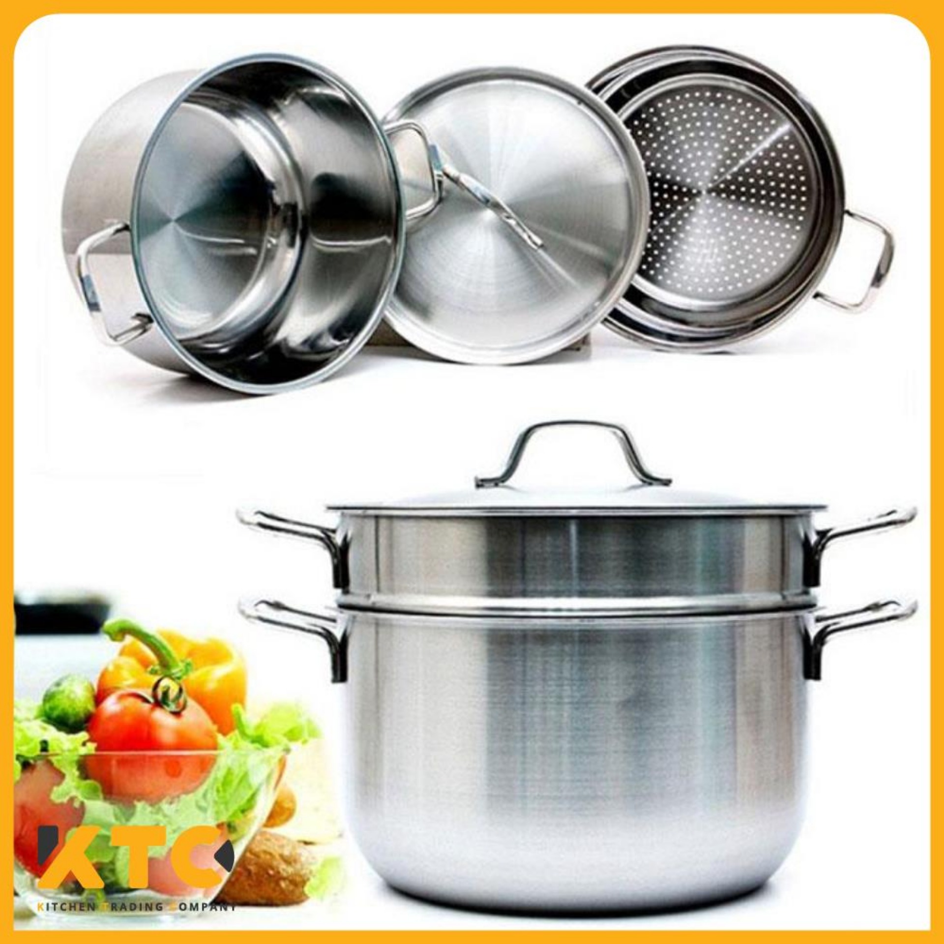 Bộ xửng hấp 1 đáy inox 430 FiveStar Standard bếp từ nắp inox