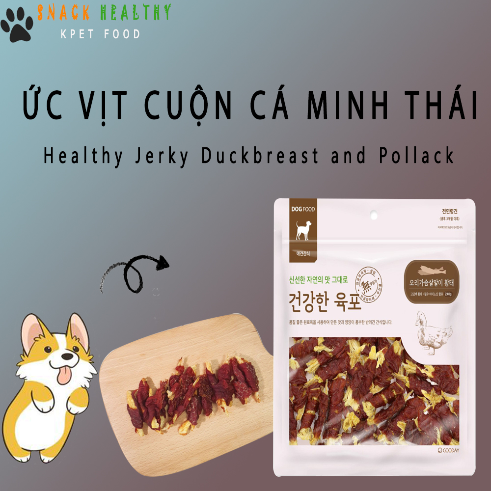 Snack cho chó - cá minh thái cuộn vịt - 80g