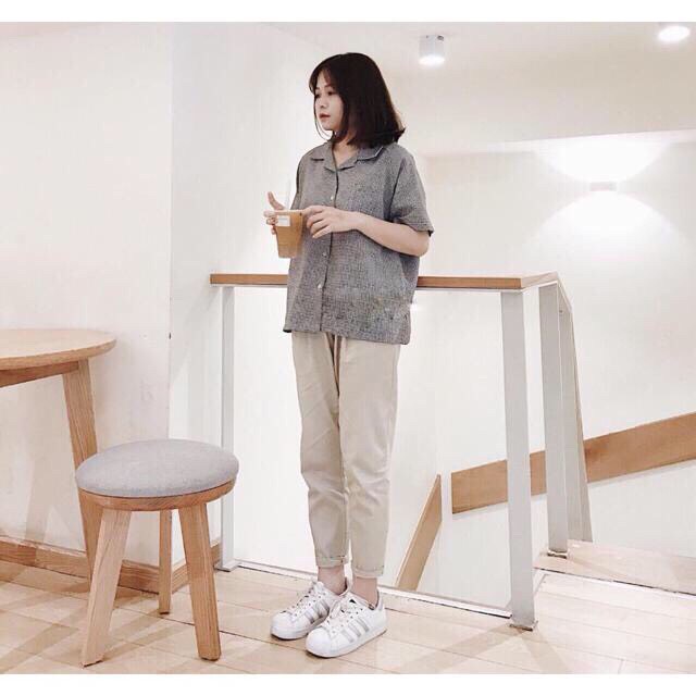 [ Lan Chi Luxury ] Quần baggy kaki ống suông sắn gấu