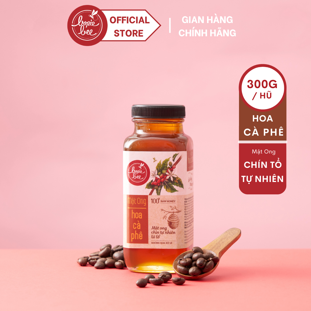 Mật Ong Bonie Bee Nguyên Chất Từ Hoa Cà Phê - Vị Ngọt Nhẹ Thoảng Hoa Thơm - Chín Tự Nhiên Từ Tổ - Không Qua Xử Lý 300g