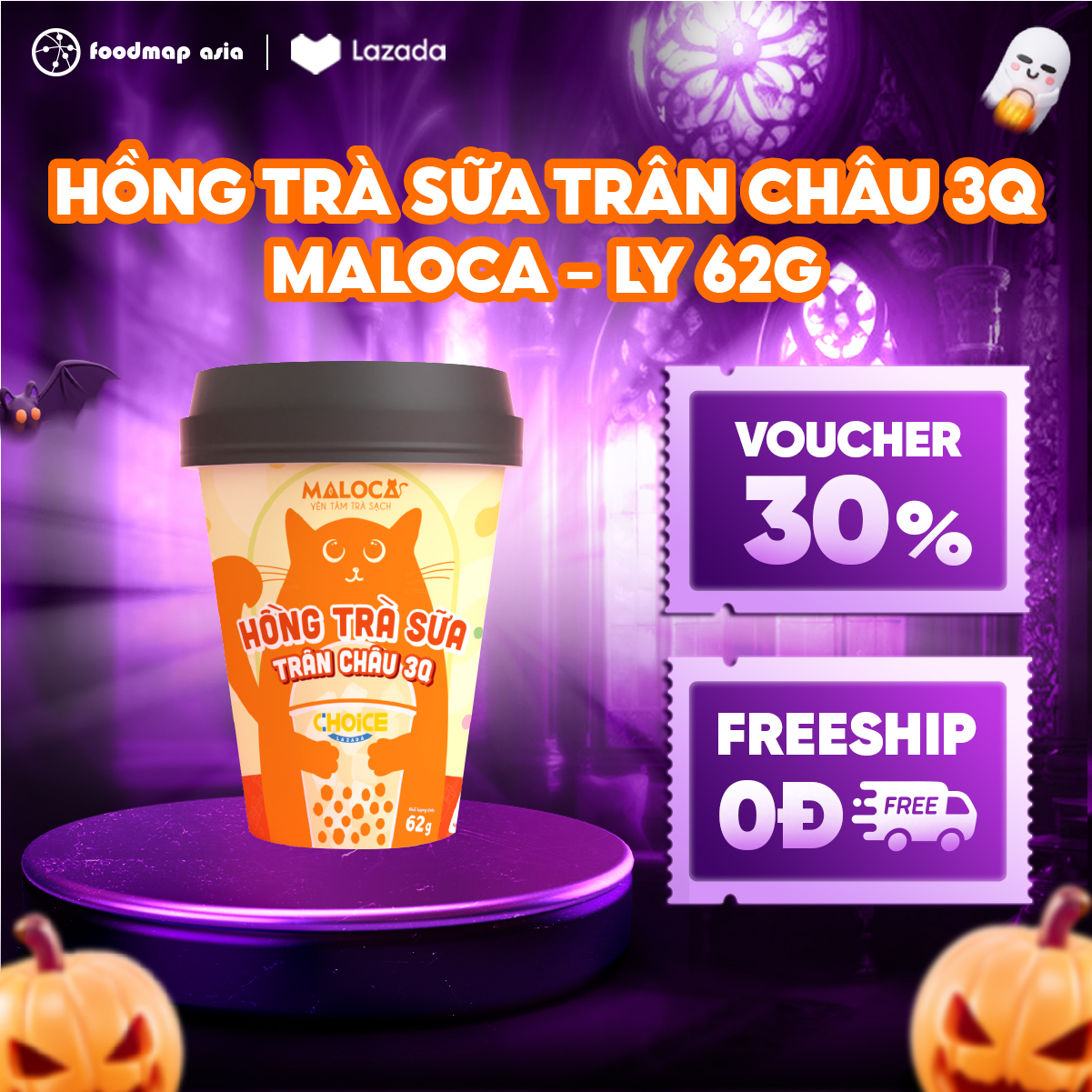 COMBO 6 Ly Trà Sữa Mix 2 Vị (3 Olong Nướng + 3 Hồng Trà) - Maloca - LY 62g - Date T11/2025
